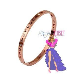 Roman Numeral Rosegold Bracelet Bangle with Crystals 💎 Love Bracelet